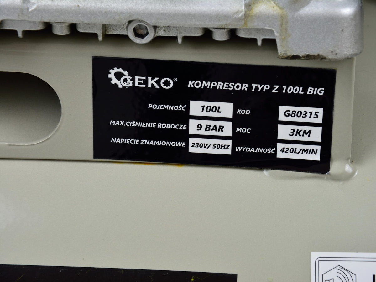 Vzduchový kompresor 100l, 420l/min, 220V, Geko