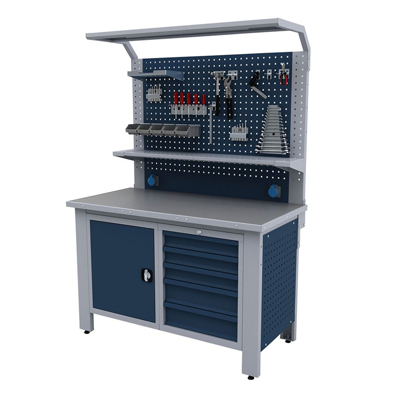 Pracovný stôl - modulárna kovová zostava nábytku do dielne 1,5m