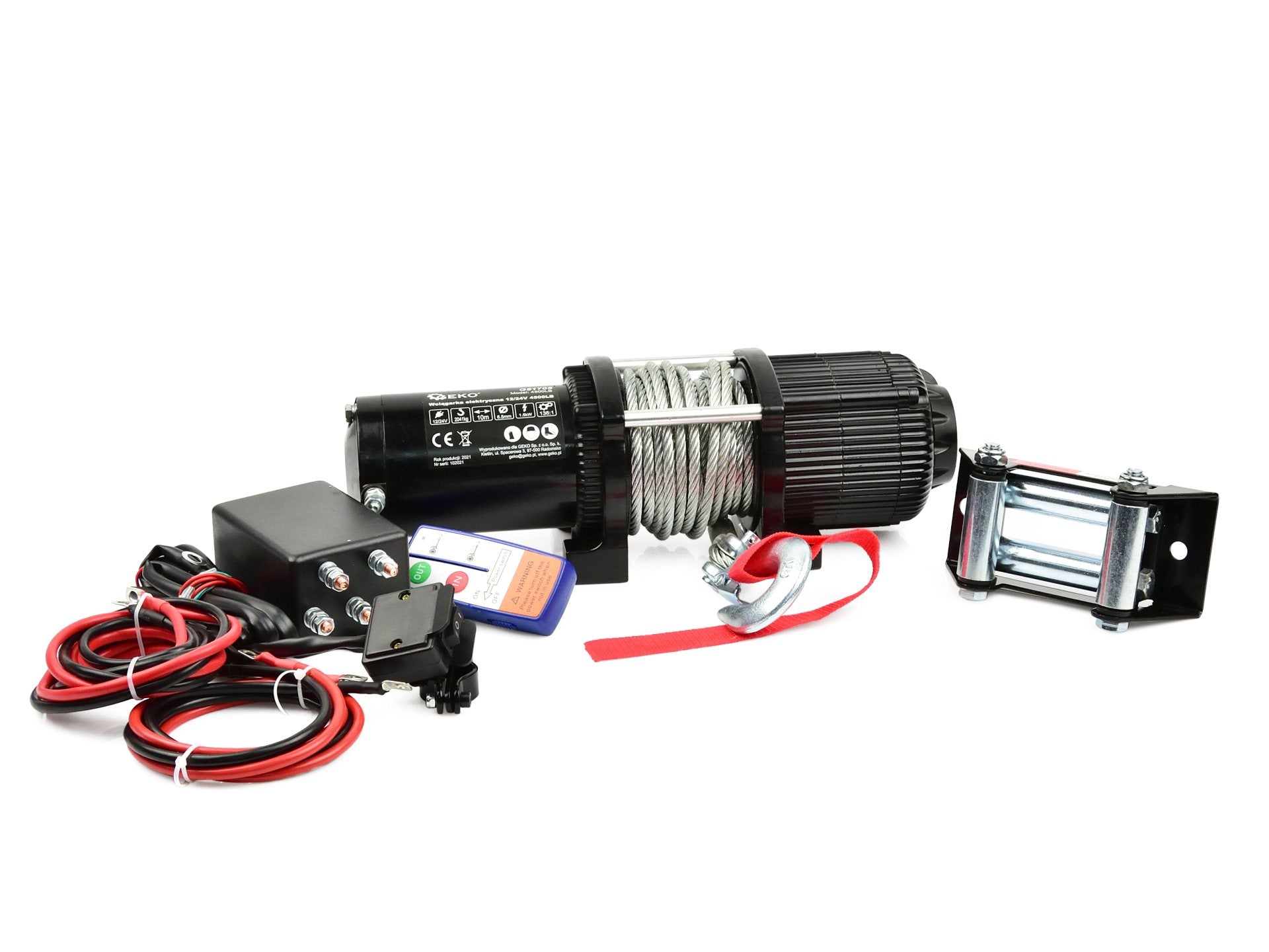 Elektrický lanový naviják 12V s diaľkovým ovládačom 4500lb, 2041kg