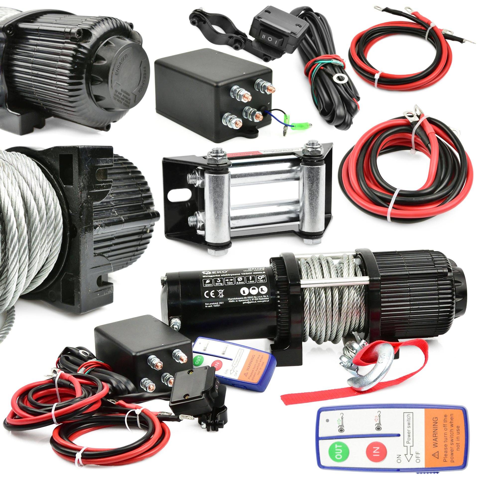 Elektrický lanový naviják 12V s diaľkovým ovládačom 4500lb, 2041kg