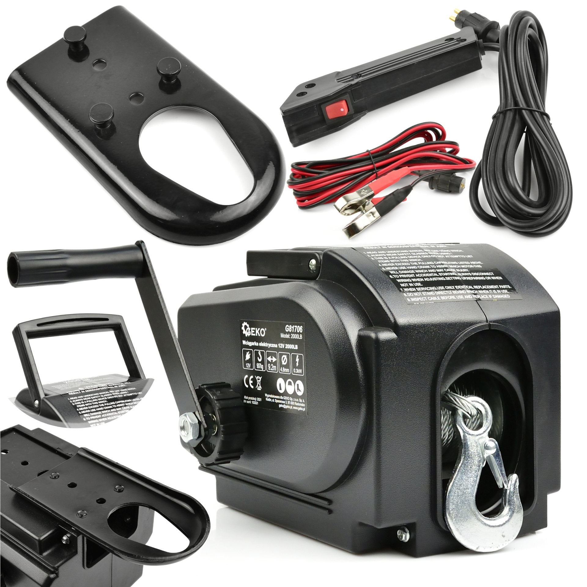 Prenosný elektrický naviják 12V, 2000lb / 907kg