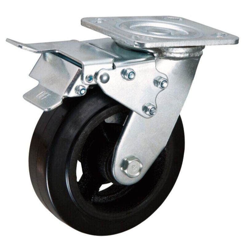 Otočné gumové koleso s dvojitou brzdou 200 x 50mm 270kg