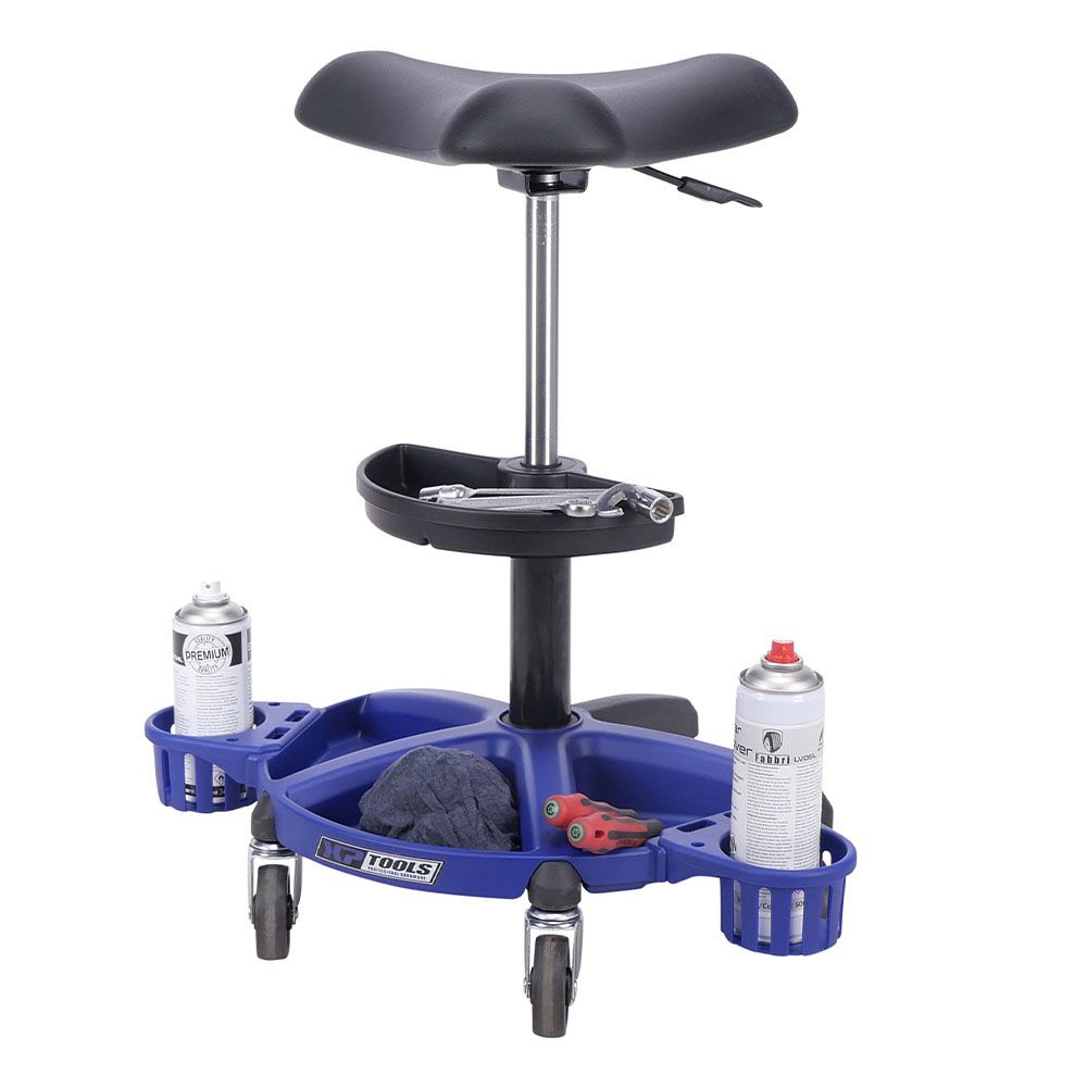 Pracovná - dielenska stolička výškovo nastaviteľná s držiakom na náradie