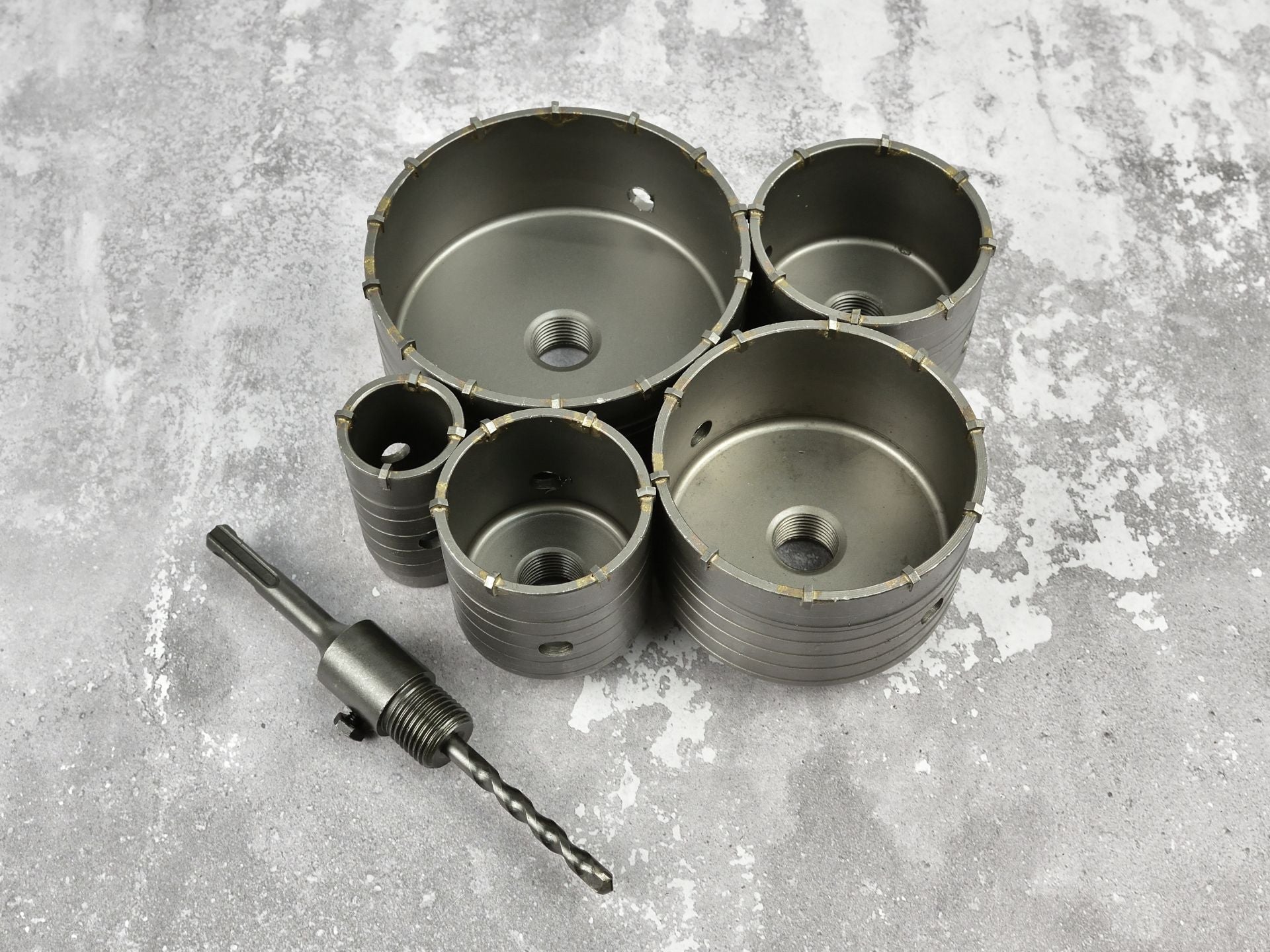 Sada 6 korunkových vrtákov do betonu SDS Plus, s tvrdokovom