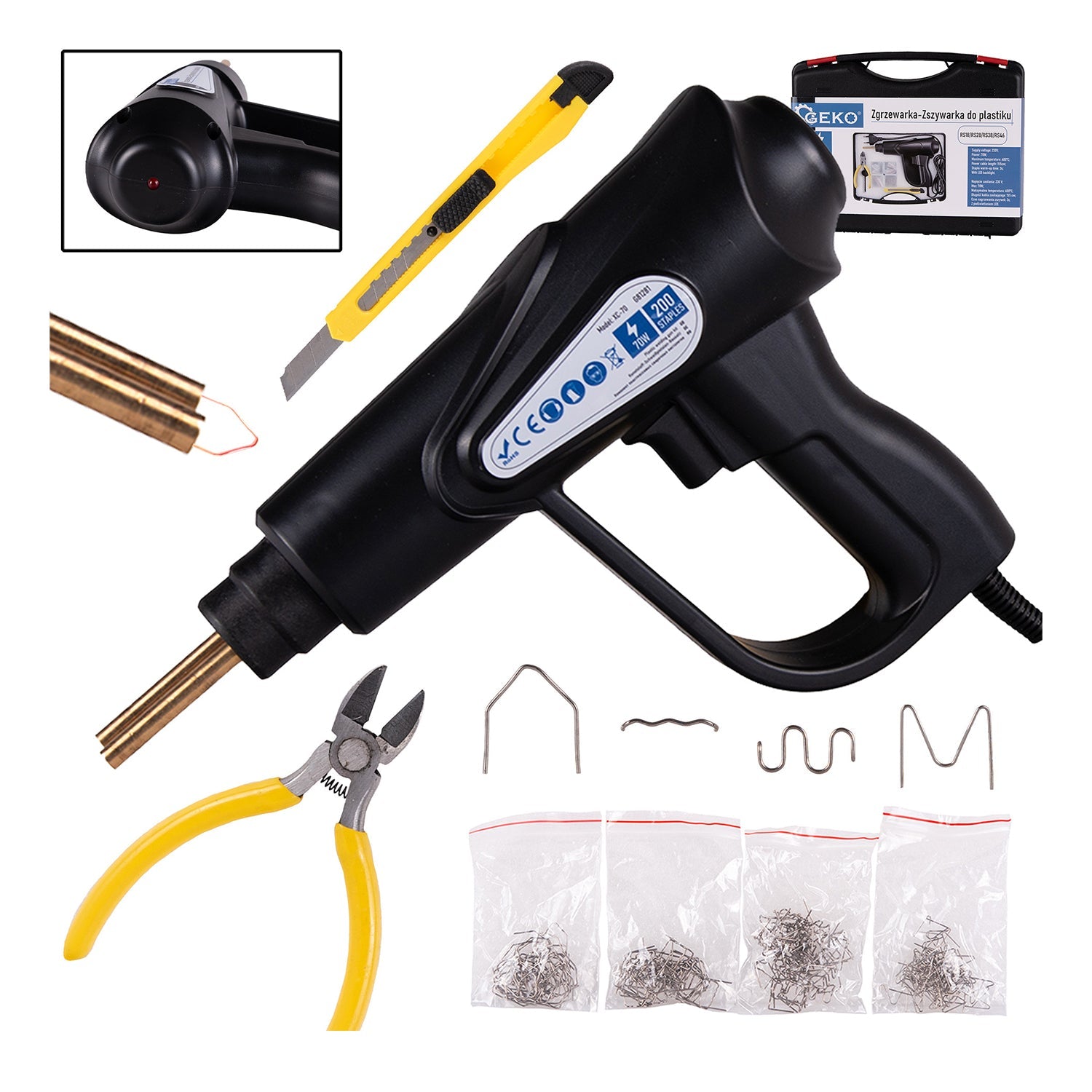 Pištoľ - zváračka na plasty s 200 sponami 70W