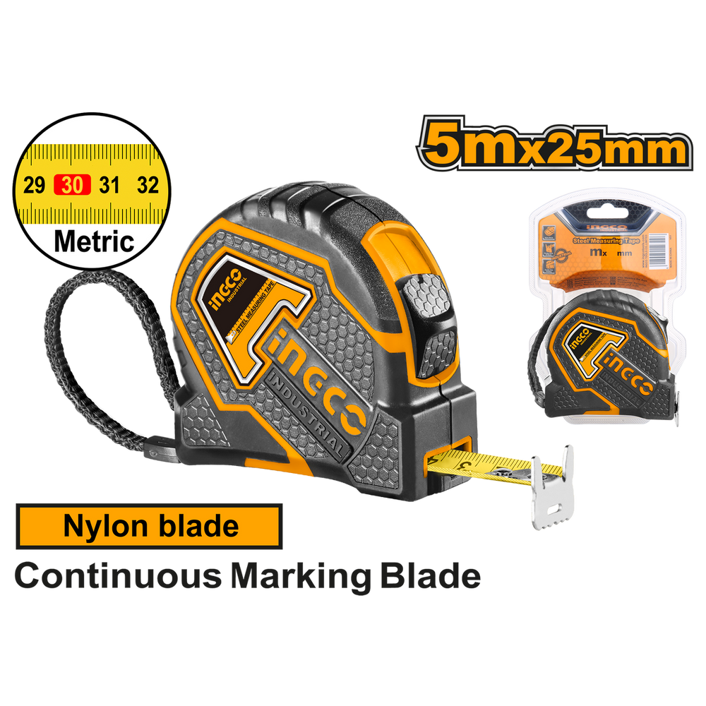 Zvinovací meter s automatickým zámkom 5m x 25mm Ingco